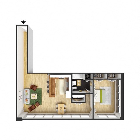 The Dinwiddie Floor Plan | 940 Sq. Ft. at The Hudson, Virginia, 23224